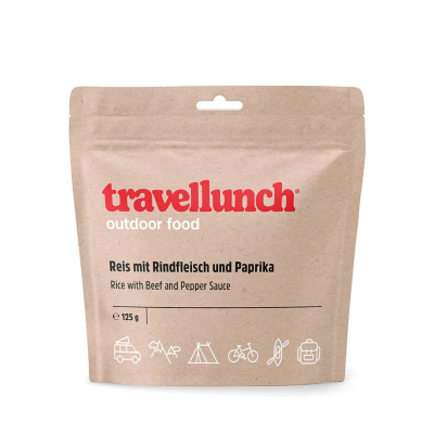 Nr.11 Maistas kelionėms Travellunch jautiena su ryžiais ir pipiriniu padažu 125 g.