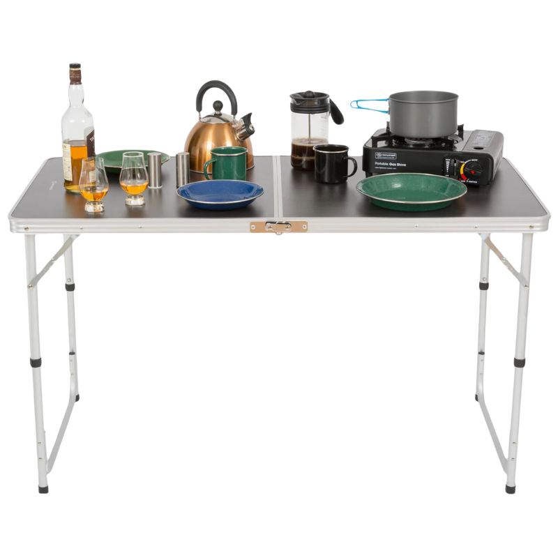 Highlander Tavolo Da Campeggio Pieghevole In MDF E Alluminio - Piccolo E Leggero, Portata 30kg - Perfetto Per Barbecue E Picnic
