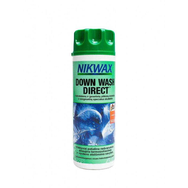 Pūkinių drabužių/miegmaišių skalbiklis Nikwax DOWN WASH DIRECT 300 ml